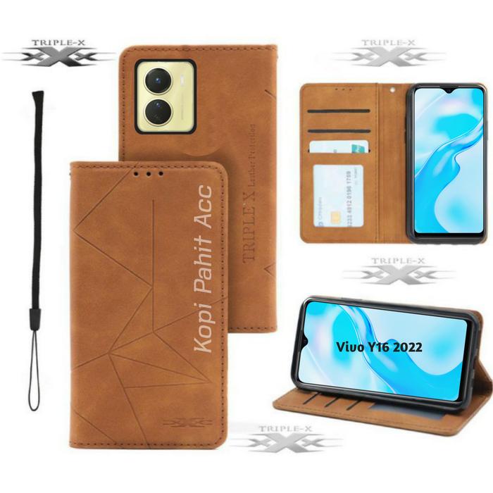 Jual Flip Case Wallet Vivo Y16 2022 (2214) Case Cover Leather