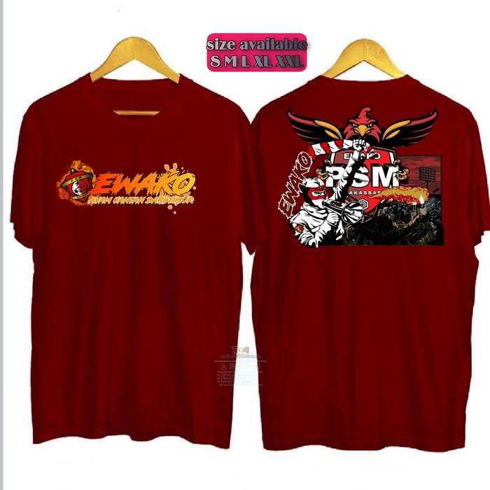 Gambar KAOS CASUAL FOOTBALL PSM MAKASSAR EWAKO T-SHIRT EWAKO PSM MAKASSAR - maroon, M dari RAC Tokopedia undefined Tokopedia