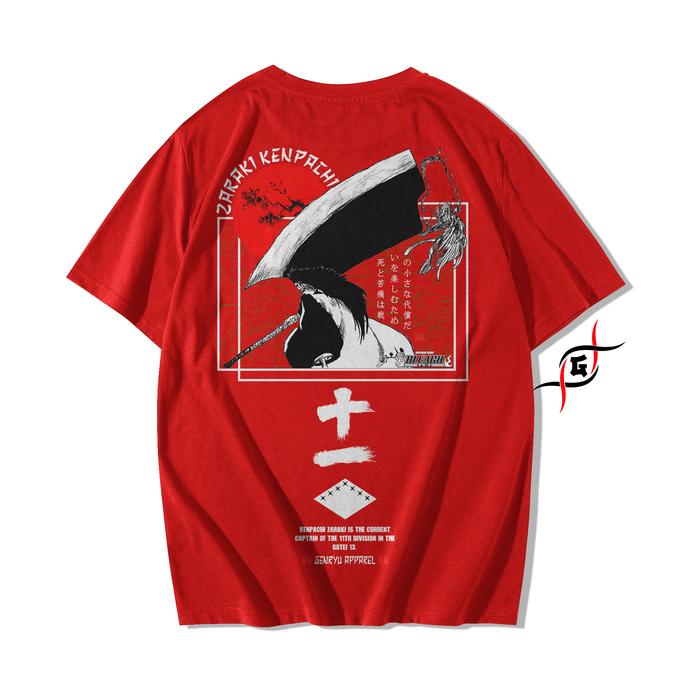Gambar KENPACHI ZARAKI BANKAI SHINIGAMI KAOS ANIME BLEACH BAJU JEPANG COTTON - Merah, L dari GenryuApparel undefined Tokopedia