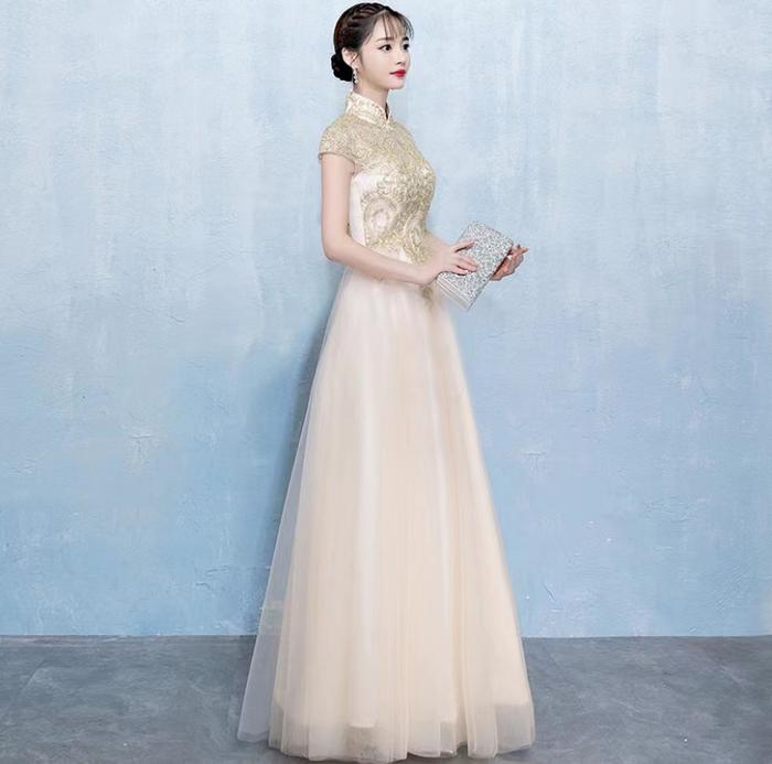 Gambar Gaun Hosting Bordir Elegan Gaun Pesta Malam Baru - panjang, XS dari Weaving Love undefined Tokopedia