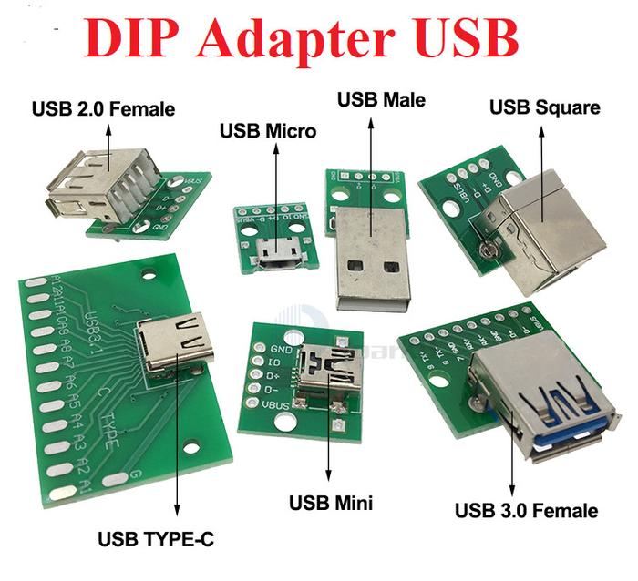 Jual DIP Adapter USB Micro Mini Female Male Converter PCB 2.54mm Type A ...