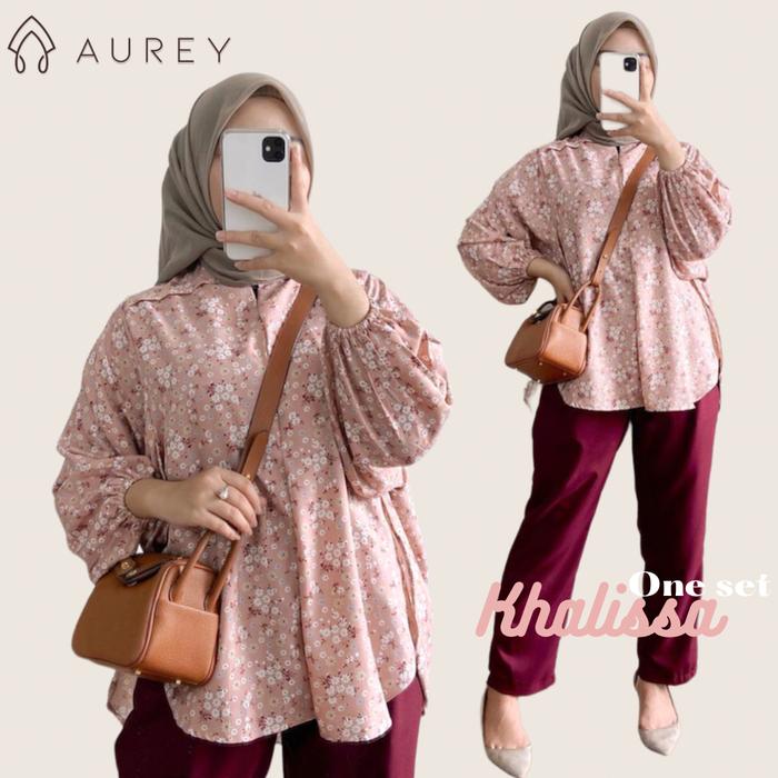 Gambar Oneset wanita khalissa oneset setelan celana wanita oneset kekinian - PINKY RED, Allsize Ld110cm dari AUREY BATIK undefined Tokopedia