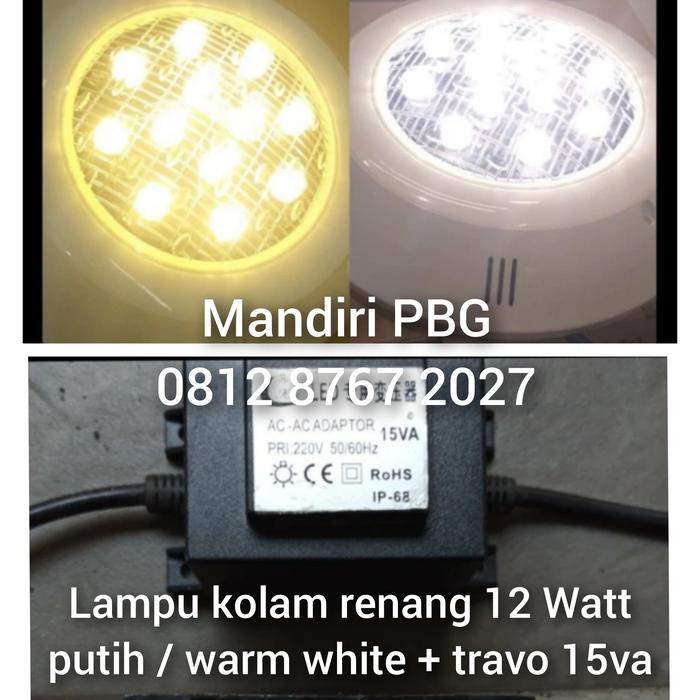 Gambar lampu kolam renang underwater 12W 12 mata Warm white 12v - lampu +trafo15v dari MANDIRI PBG undefined Tokopedia