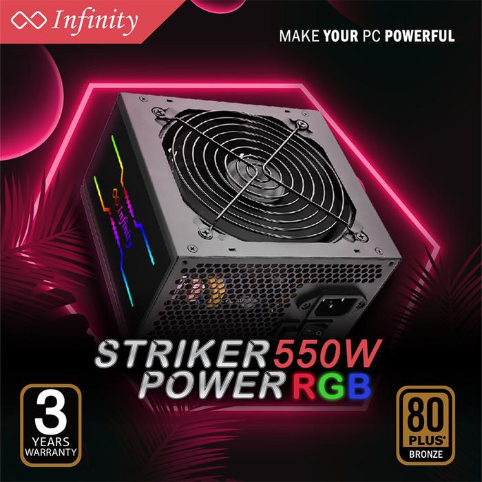 Gambar PSU INFINITY 550W RGB Striker Power 80+ Bronze | Power Supply 550 Watt - RGB dari YOUNGS COMPUTER undefined Tokopedia