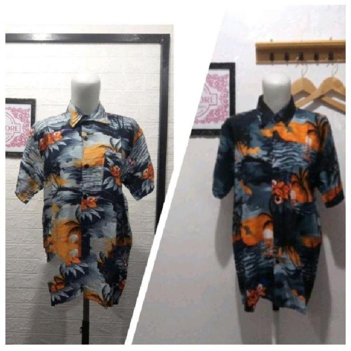 Gambar (Bisa Pilih Motif) Kemeja Pantai / Baju Hawai Bahamas / Hem Surfing - Abu, L dari nalacantik undefined Tokopedia