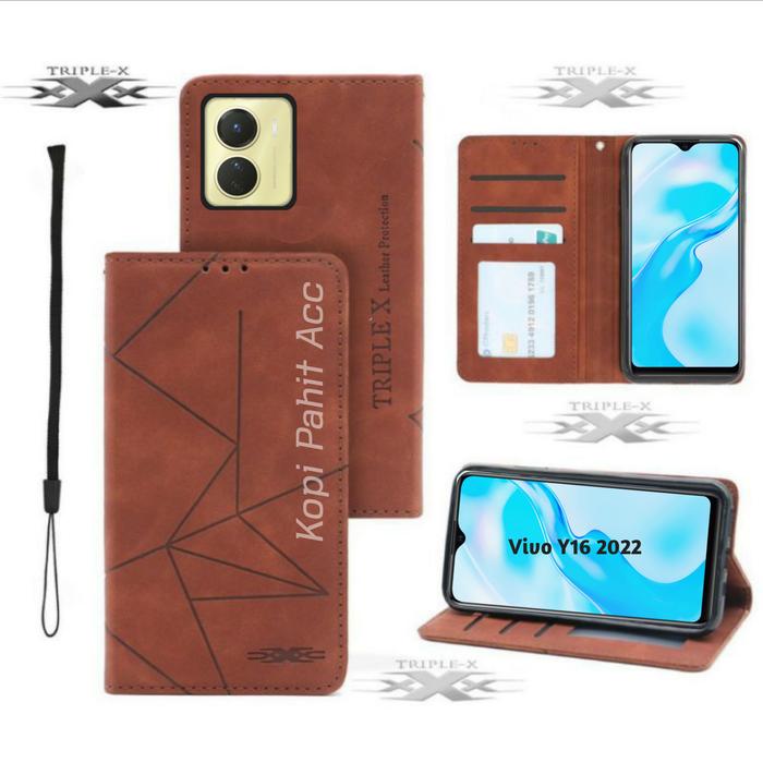 Gambar Flip Case Wallet Vivo Y16 2022 (2214) Case Cover Leather Sarung Kulit - Maroon, Y16 2022 dari Tripel X Indonesia undefined Tokopedia