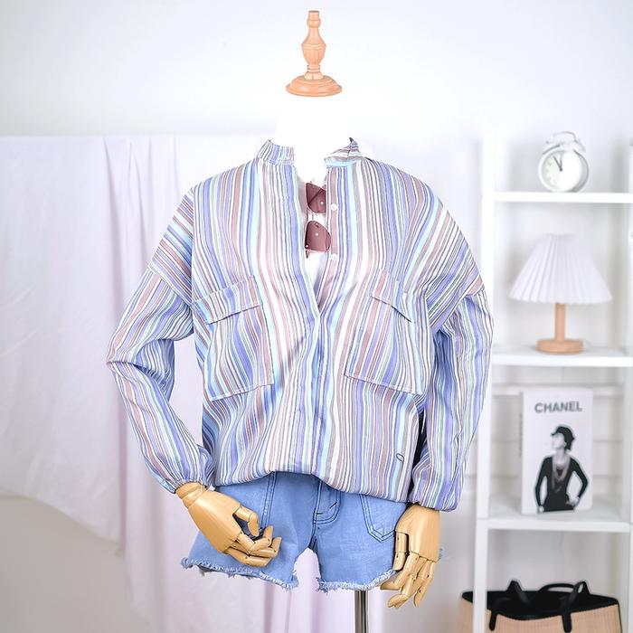 Gambar UDM Fashion - Sierra Candy Stripe Tunik XL - Kemeja Salur Wanita - Baju Atasan Wanita - CODE C dari UNIKDANMURAH undefined Tokopedia