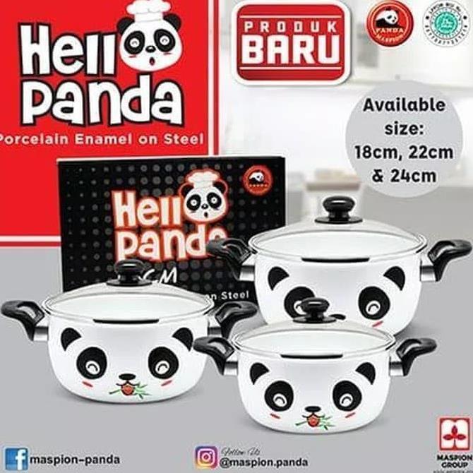 Gambar Panci Putih Enamel Tutup Kaca Maspion Hello Panda 24cm / 24 cm Pan dari Aghilow undefined Tokopedia