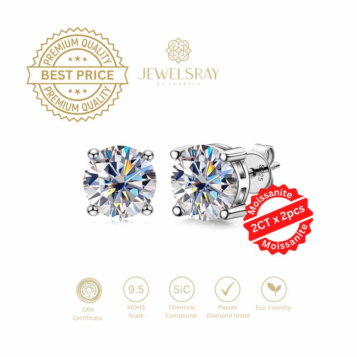 Gambar Darcie Earrings Moissanite 2 CT - Diamond Look Anting Berlian Setting - Tanpa Gift dari Luxoela undefined Tokopedia