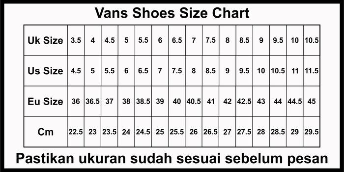 Shoes Vans Size Womens In Cm Shoe Size Chart Vans 38 Cm Vans Size