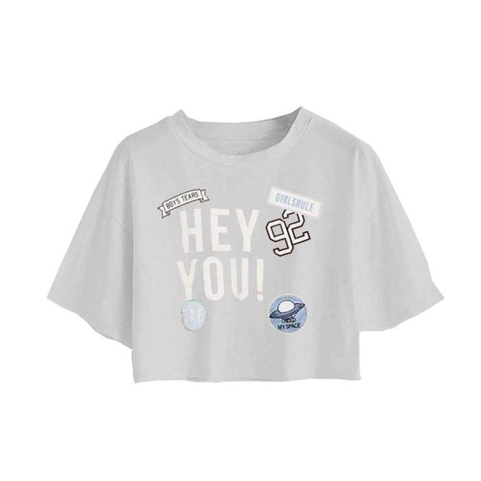 Gambar kaos crop anak perempuan/crop tee motif disney/crop top motif mickey - hey you abu, 4thn dari Sunlee Olshop undefined Tokopedia