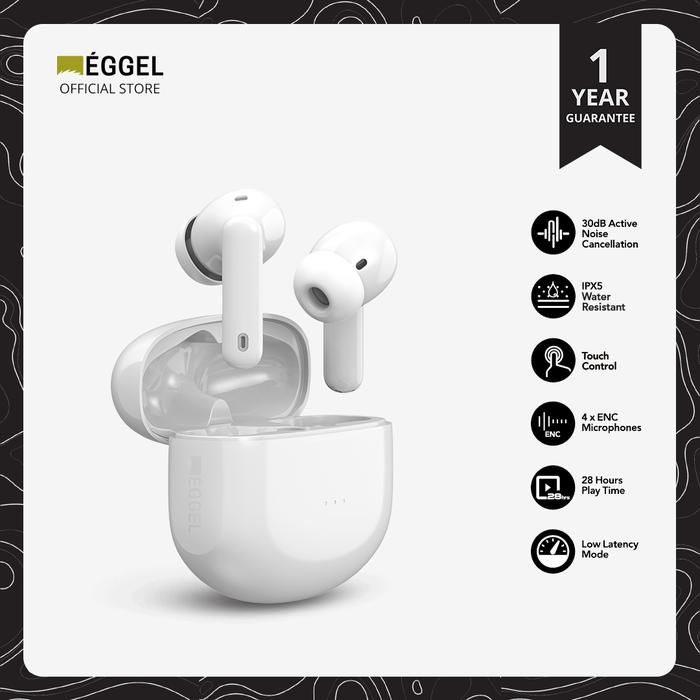 Gambar Eggel QuietBuds ANC + ENC TWS Bluetooth Earbuds with Gaming Mode - Putih dari EGGEL Audio undefined Tokopedia