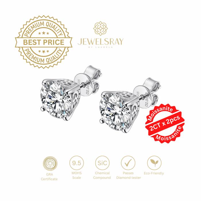 Gambar Throne Earrings Moissanite 2 CT - Diamond Look Anting Berlian Setting - Tanpa Gift dari Luxoela undefined Tokopedia