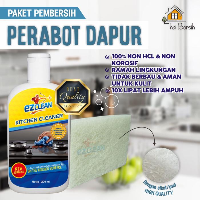 Gambar PEMBERSIH KERAK MINYAK DAPUR ALAT MASAK KOMPOR EZCLEAN KITCHEN CLEANER - Kitchen+Pad dari Hai Bersih undefined Tokopedia