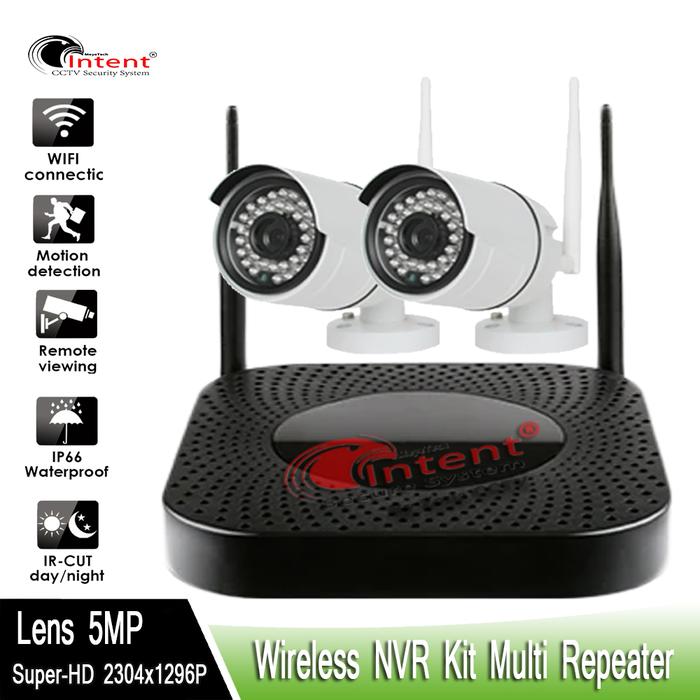 Gambar 2 Camera INTENT Wifi NVR Kit Auto Multi-Repeater Super-HD Lens 5MP - 2xOutdoor, Tanpa Hardisk dari Zona CCTV Online undefined Tokopedia