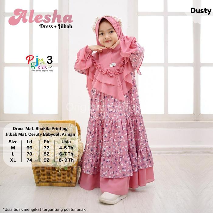 Gambar ALESHA GAMIS SYAR'I ANAK + JILBAB Original by PGJ Kids - Alesha - Mint, L dari LITTLE-MISS undefined 2 Tokopedia
