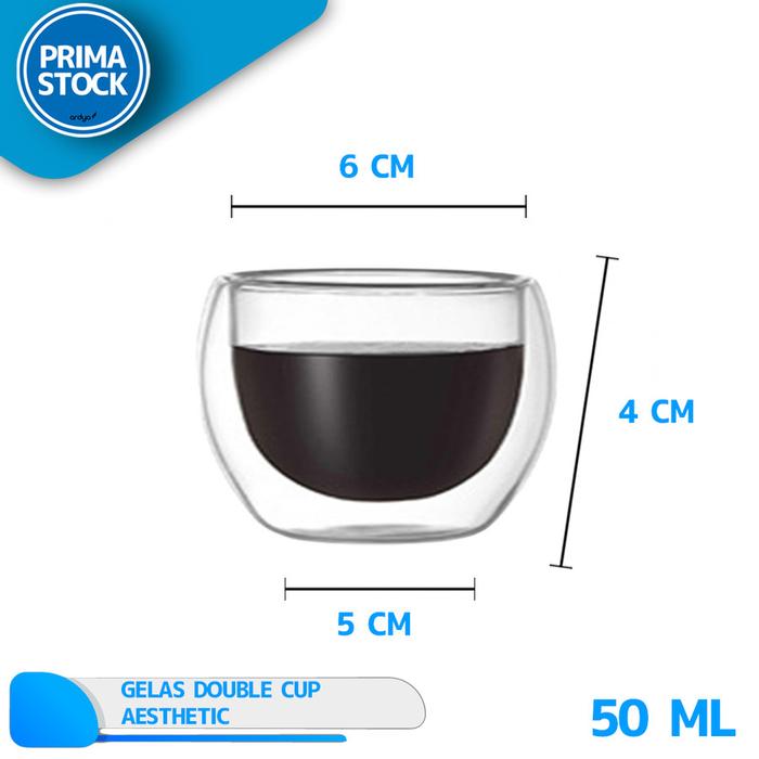 Gambar GELAS DOUBLE WALL SHOT GLASS ESPRESSO SOUVENIR LILIN AROMATHERAPY 80 - LCBW3717-50ML dari Prima Stock undefined Tokopedia