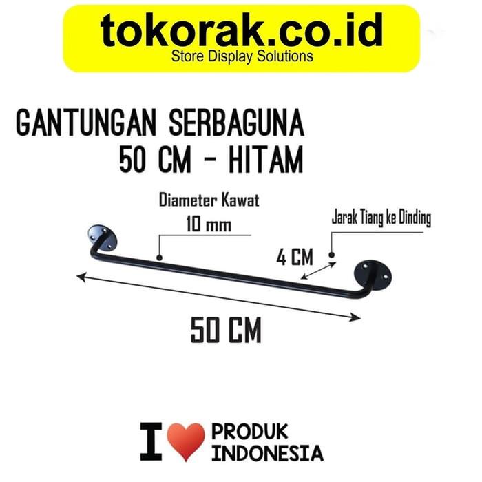 Gambar REL GANTUNGAN SERBAGUNA PERALATAN DAPUR RAK DINDING ALAT GANTUNG PANCI - 50CM HITAM dari TOKORAK.ID undefined Tokopedia