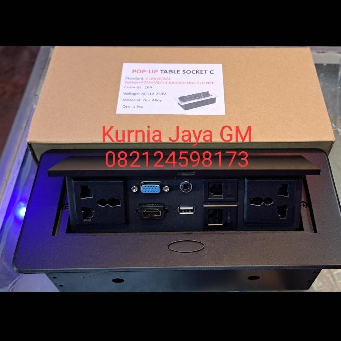 Gambar Stop Kontak Meja Tanam 3 EU, 2 Universal POP UP Table Socket Besi - SOCKET C dari Kurnia Jaya GM undefined Tokopedia