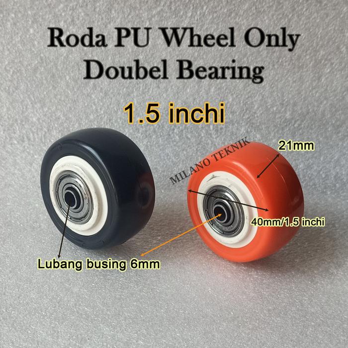 Gambar Roda PU 2 inch +Bearing Wheel Only - WO Polyurethane - 1.5 inch, Hitam dari Milano Teknik undefined Tokopedia