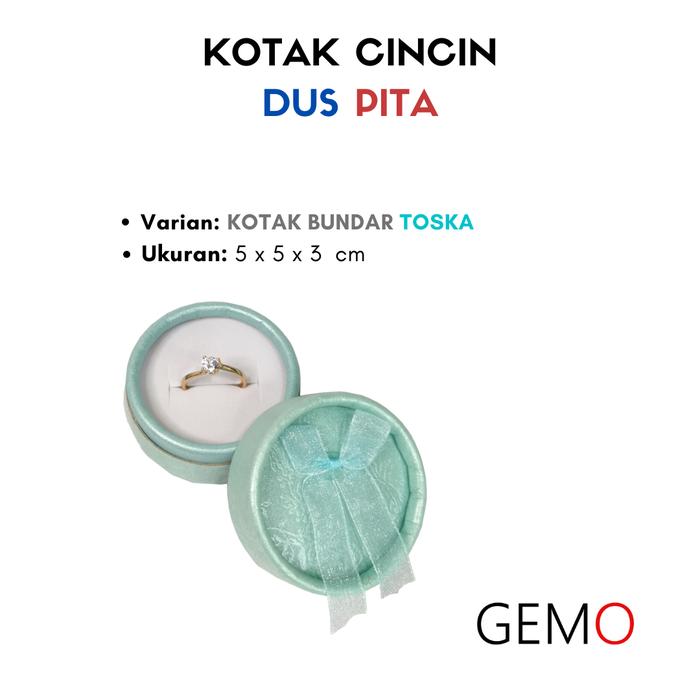 Gambar Kotak Cincin Dus Pita Warna Perhiasan - Ring Jewelry Box - Bundar Toska dari TokoGemo undefined Tokopedia