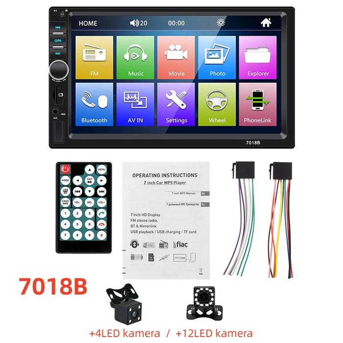 Gambar MP5 Mobil Head Unit Player Double DIN HD Bluetooth 7 inch Original - 7018B, +4LED kamera dari GEARELEC AUTO undefined Tokopedia