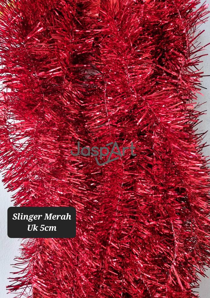 Gambar SLINGER BULAN BINTANG SLINGER KETUPAT SLINGER TINSEL IDUL FITRI - Merah 5cm dari Jaspart undefined Tokopedia