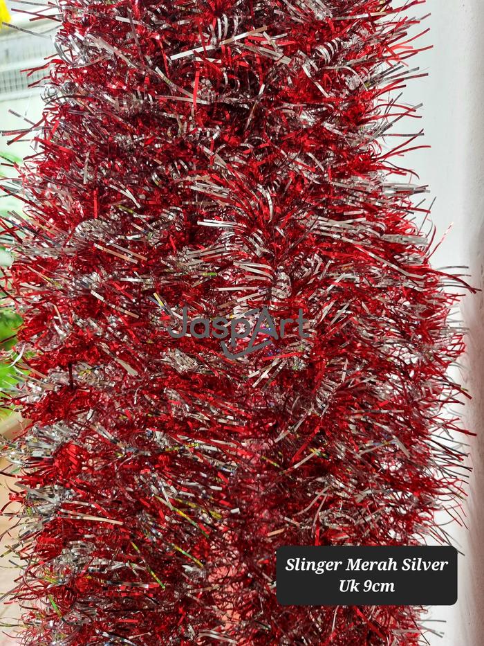 Gambar SLINGER BULAN BINTANG SLINGER KETUPAT SLINGER TINSEL IDUL FITRI - Merah Silver dari Jaspart undefined Tokopedia