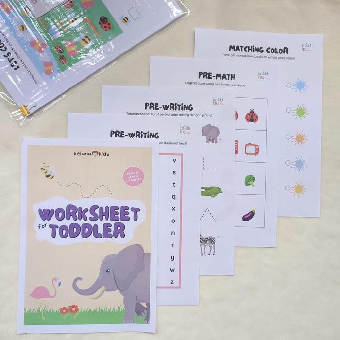 Gambar Worksheet for Toddler lembar kerja Anak preschool usia 3, 4, 5 tahun - A4 + Zipper Map dari shibrex store undefined Tokopedia