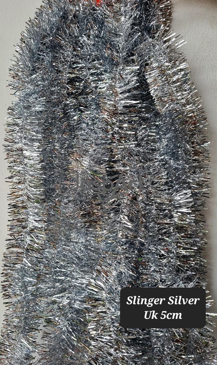 Gambar SLINGER BULAN BINTANG SLINGER KETUPAT SLINGER TINSEL IDUL FITRI - Silver 5cm dari Jaspart undefined Tokopedia