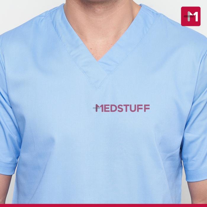 Gambar Baju Operasi / Baju OK / Baju Jaga Lengan Pendek - Biru Muda, Lengan PENDEK S dari Medstuff undefined Tokopedia