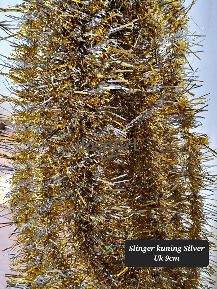 Gambar SLINGER BULAN BINTANG SLINGER KETUPAT SLINGER TINSEL IDUL FITRI - Kuning Silver dari Jaspart undefined Tokopedia