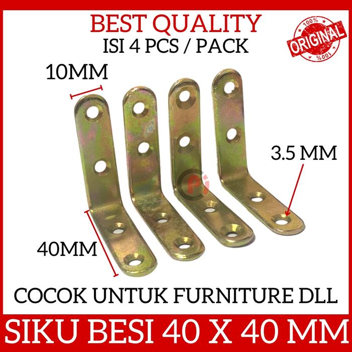 Gambar Siku Besi Untuk Rak Atau Furniture Lemari Ukuran 40 x 40 mm 4 cm - isi 4 Pcs dari Pi Toserba undefined Tokopedia