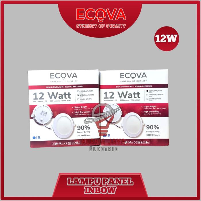 Gambar ECOVA Downlight Slim 12W Panel Light LED Inbow Bulat 12Watt Panel LED - Putih dari Kurnia Jaya Electric undefined Tokopedia