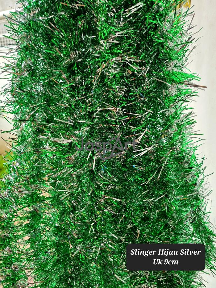 Gambar SLINGER BULAN BINTANG SLINGER KETUPAT SLINGER TINSEL IDUL FITRI - HijauSilver dari Jaspart undefined Tokopedia