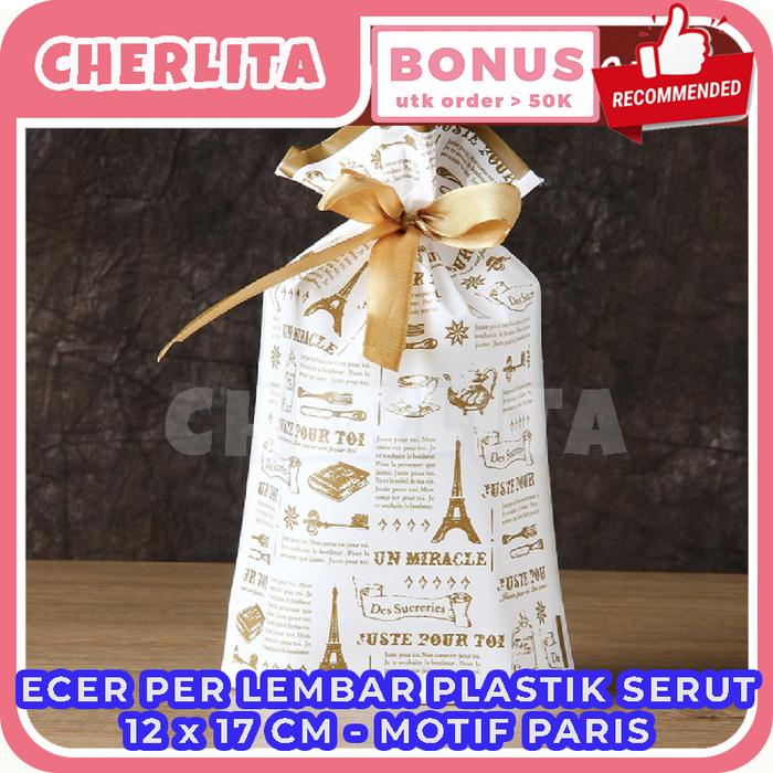 Gambar Pouch Serut Pita Plastik Kecil Cookies Hampers Natal Imlek Premium - Paris dari Cherlita undefined Tokopedia