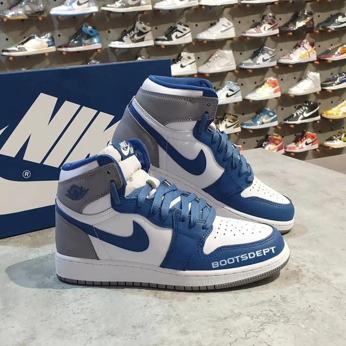 Jual Air Jordan High True Blue Cement Grey (100% Authentic) 40