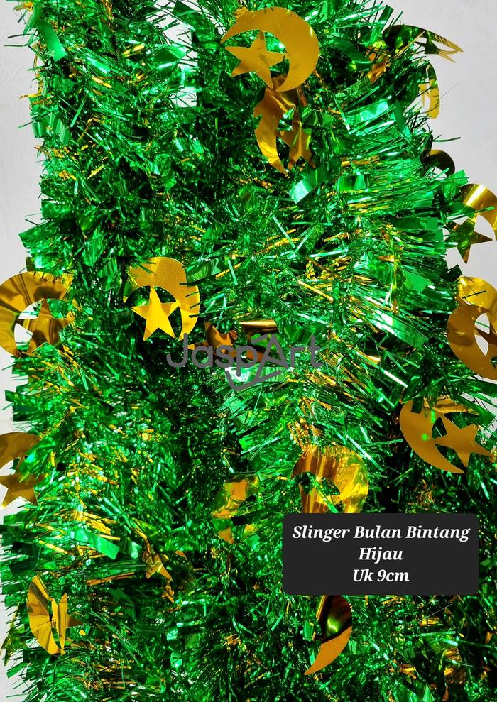 Gambar SLINGER BULAN BINTANG SLINGER KETUPAT SLINGER TINSEL IDUL FITRI - BulnBntgHijau dari Jaspart undefined Tokopedia