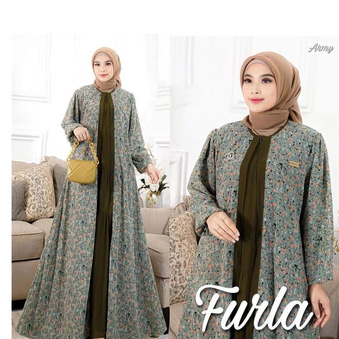 Gambar FURLA MAXY DRESS / Gamis Mewah Ceruty Babydoll Premium Motif Bunga - army dari Glamodels undefined Tokopedia