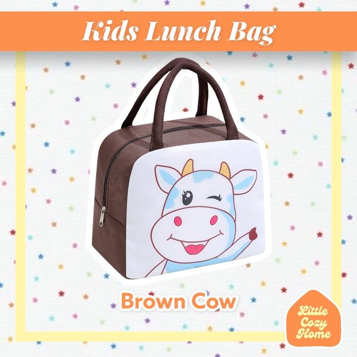 Gambar Tas Bekal Makanan Anak karakter binatang Cooler Bag Children Lunch Box - brown cow dari Green Cosme undefined Tokopedia
