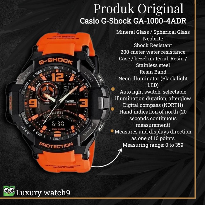 Jual jam tangan pria original Casio G Shock GA 1000 4ADR Jakarta