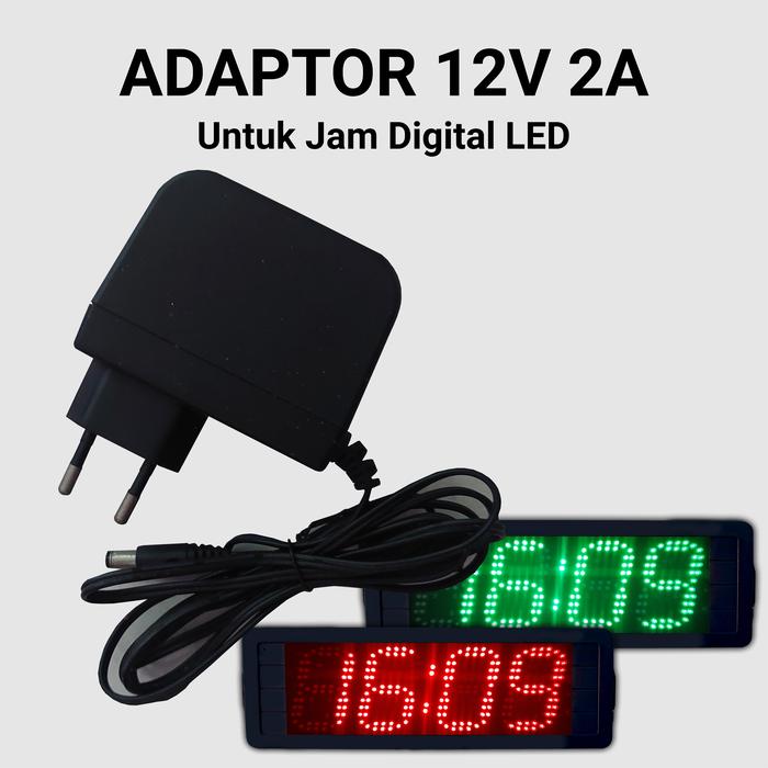 Gambar Jam Digital LED Jam Dinding Jam Meja Clock - Adaptor 12V 2A dari Mauquta undefined Tokopedia