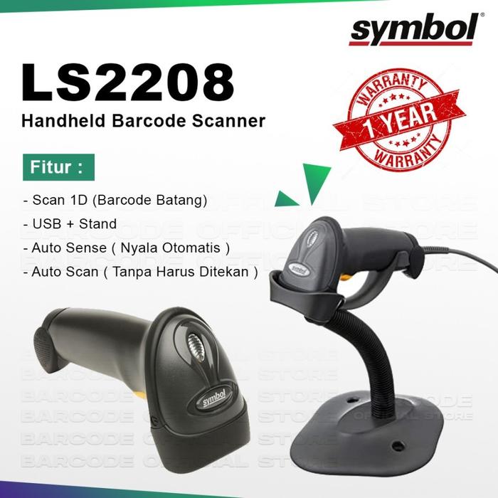 Gambar Symbol LS1203 General Hanheld Barcode Scanner USB Linear 1D Plus Stand - LS2208 dari Barcode Store Solutions undefined Tokopedia