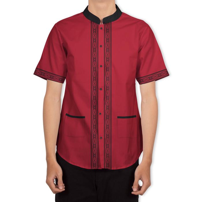 Gambar GARAF DIMARCO KEMEJA MUSLIM PRIA LENGAN PENDEK ATASAN MUSLIM SLIMFIT - MAROON, XL dari Garaf Official undefined Tokopedia