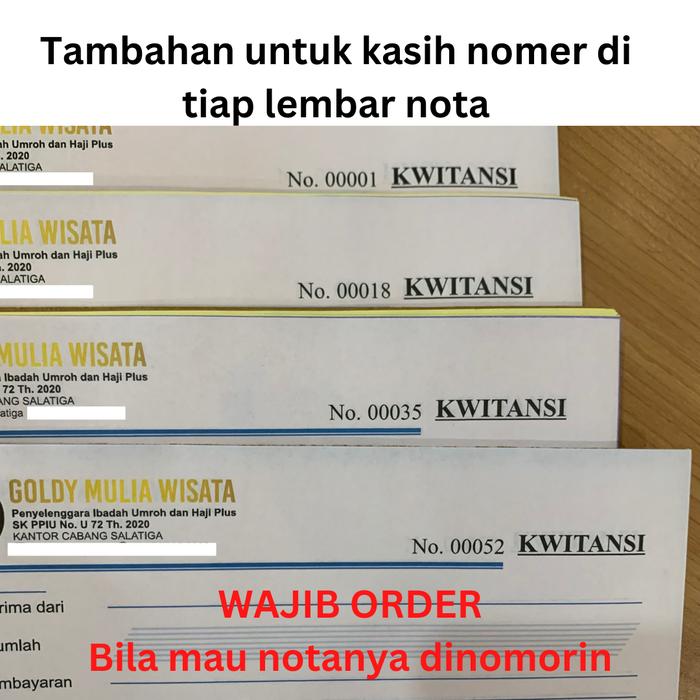 Gambar CUSTOM NOTA ISI 100 LEMBAR 1 2 3 RANGKAP PLY BON SURAT JALAN KWITANSI - TAMBAHAN NOMOR, 1/2 1PLY 2PCS dari Toko Sahabat Printing undefined Tokopedia