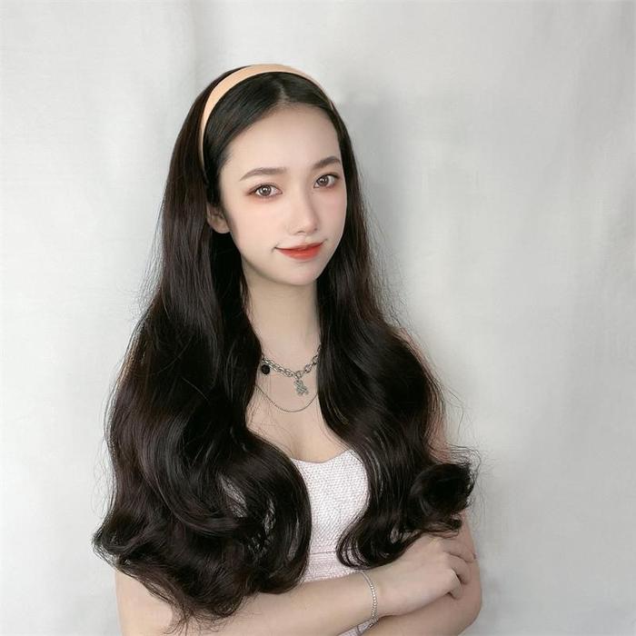 Gambar WIG BANDO / RAMBUT PALSU WANITA MODEL BANDANA 01 LURUS / CURLY - PEACH CURLY, DARK BROWN dari Rufus Sefirosu undefined Tokopedia