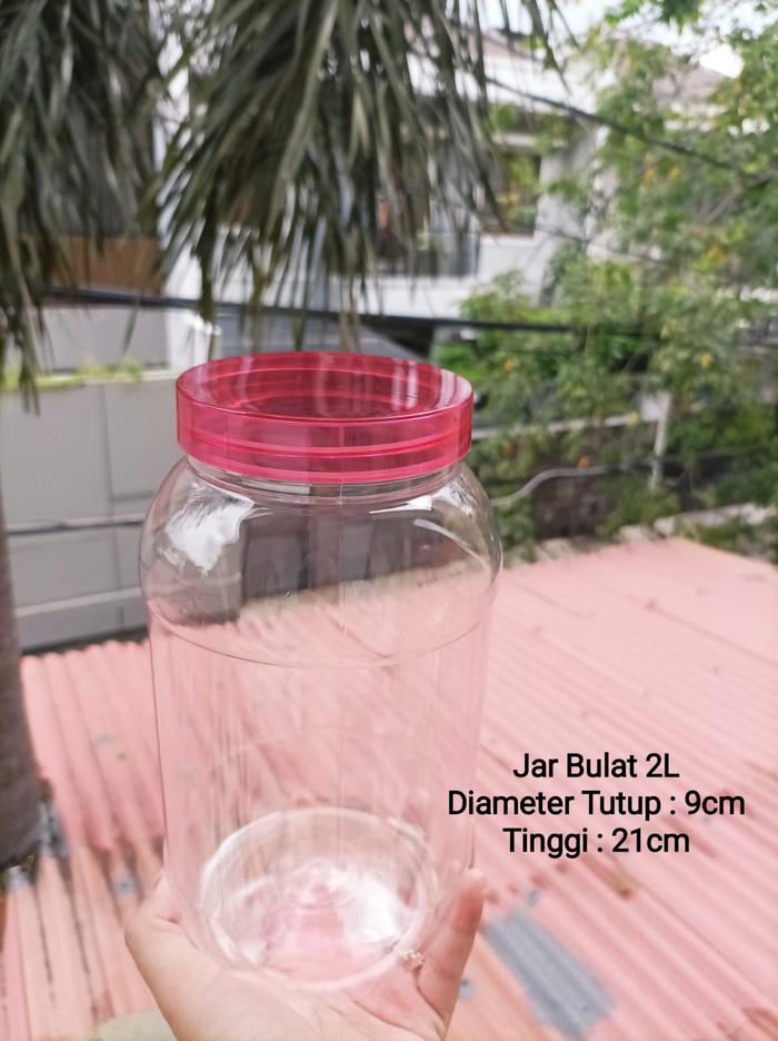 Gambar TOPLES KOTAK & TABUNG 2 LITER TUTUP CLEAR UNGU (VIOLET) - BULAT dari DevanDom undefined Tokopedia