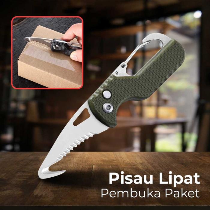 Gambar Pisau Lipat Mini Alat Pembuka Paket Parcel Flip Knife Survival Kit - Hijau dari RUMAH PERKAKAS 47 undefined Tokopedia