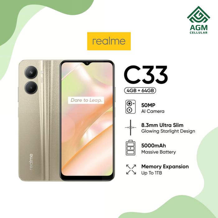 Gambar REALME C33 RAM 4GB/64GB (Night Sea, Aqua Blue, Sandy Gold) - Sandy Gold, 4GB/64GB dari AGM Cellular undefined Tokopedia