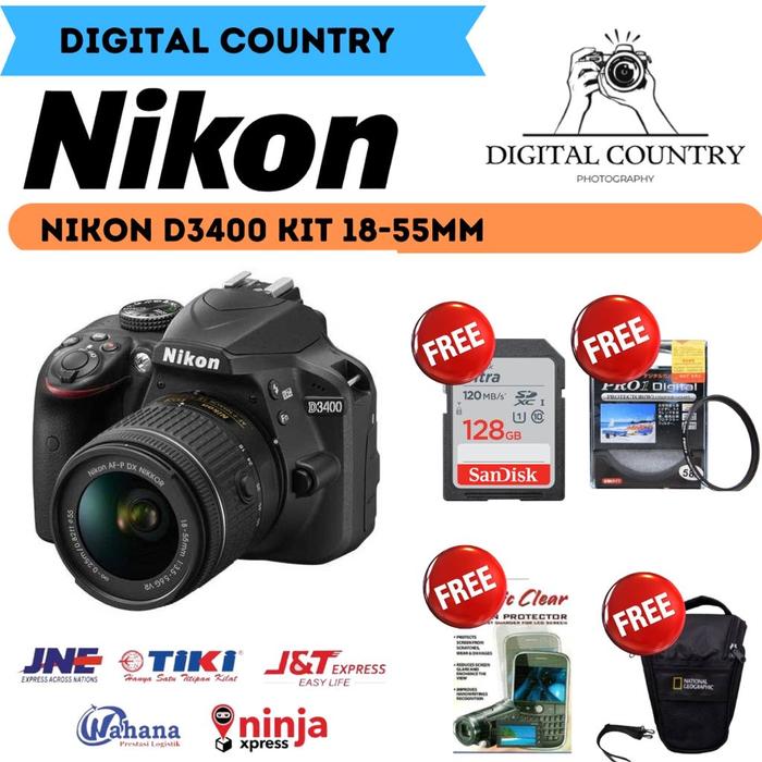 Nikon D3400 Nikon 24mp Camera Nikon D3400 24MP DSLR Camera W/18